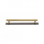 M Marcus Heritage Brass Stepped Design Cabinet Pull with Plate 128mm Centre to Centre